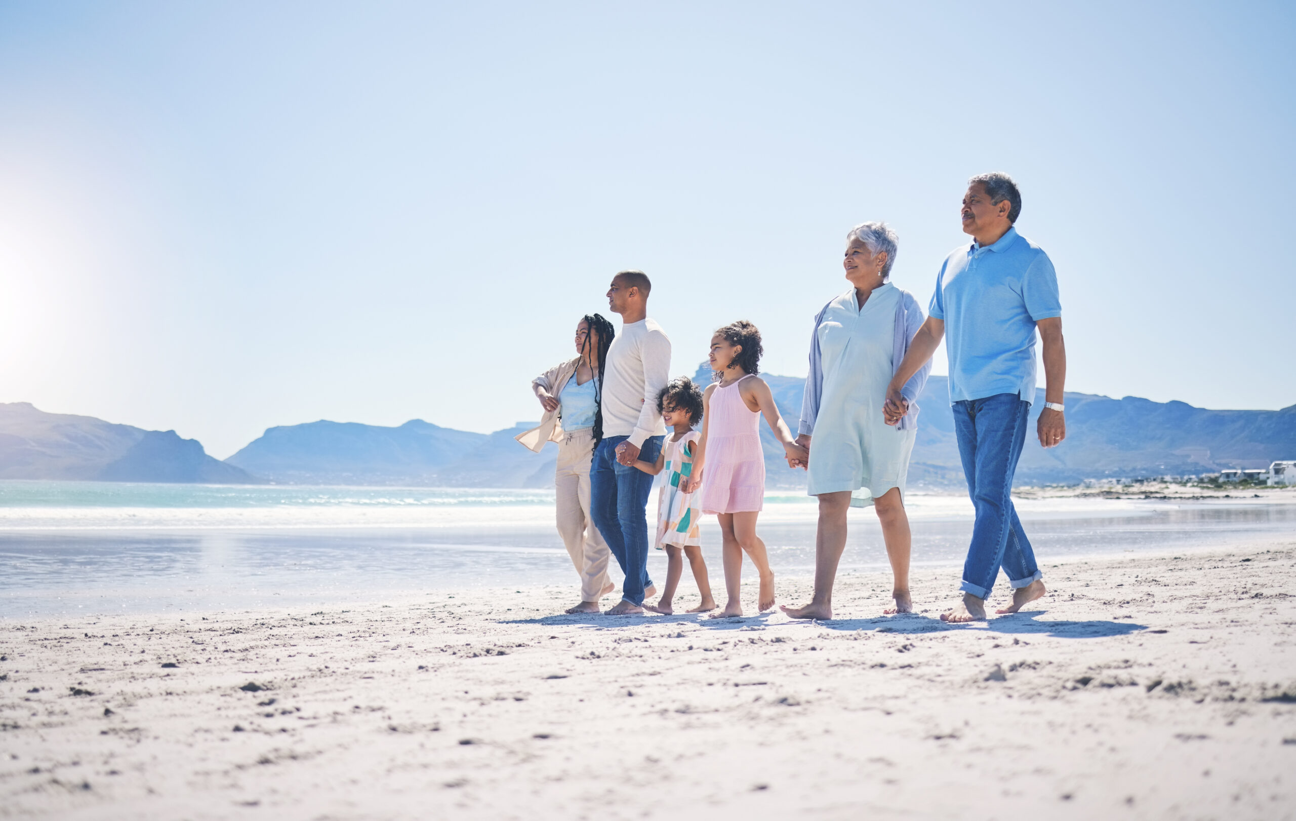 Family on Southern California beach